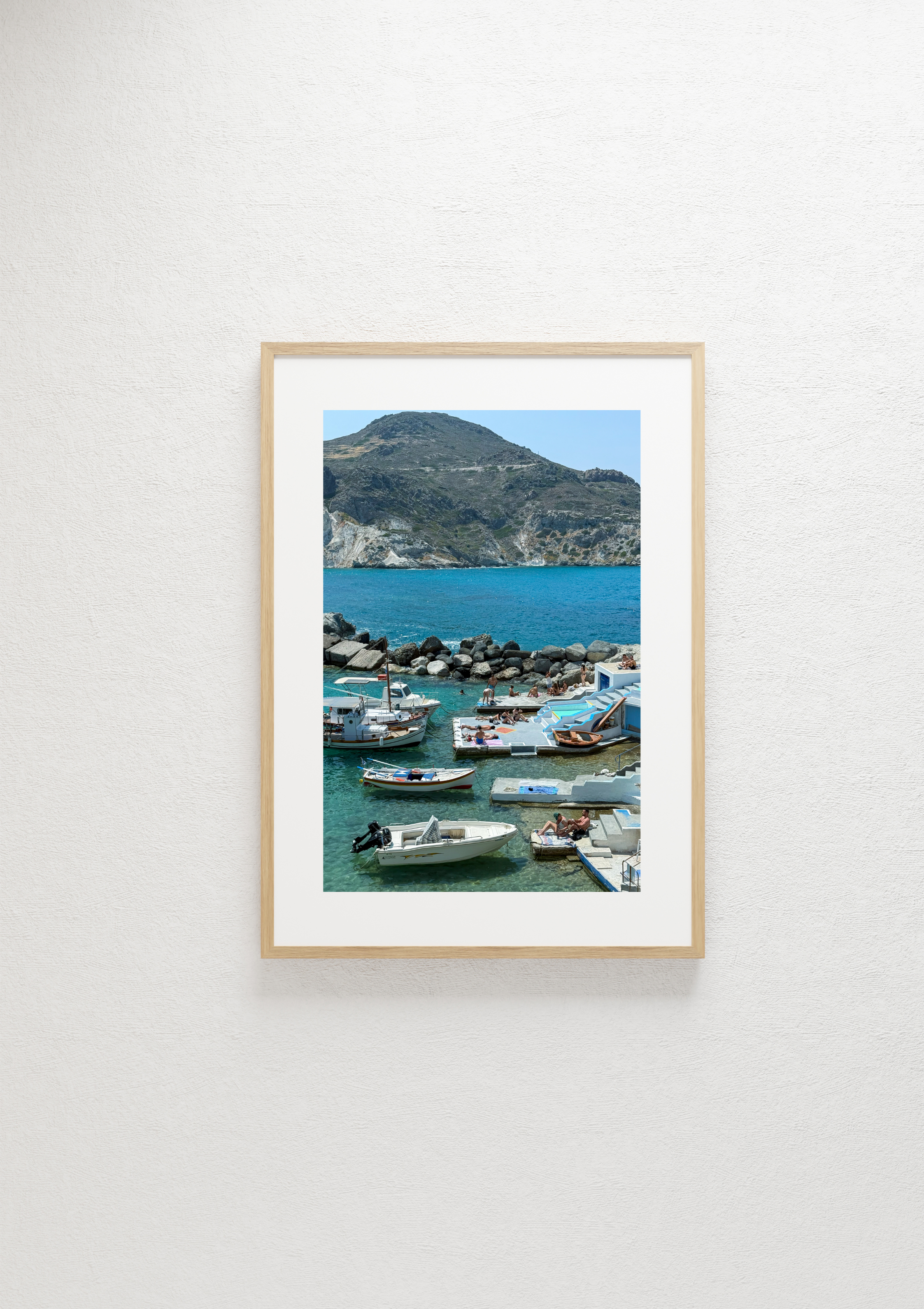Midday on the water at Mandrakia fishing village, Milos, Greece – photographic wall art print