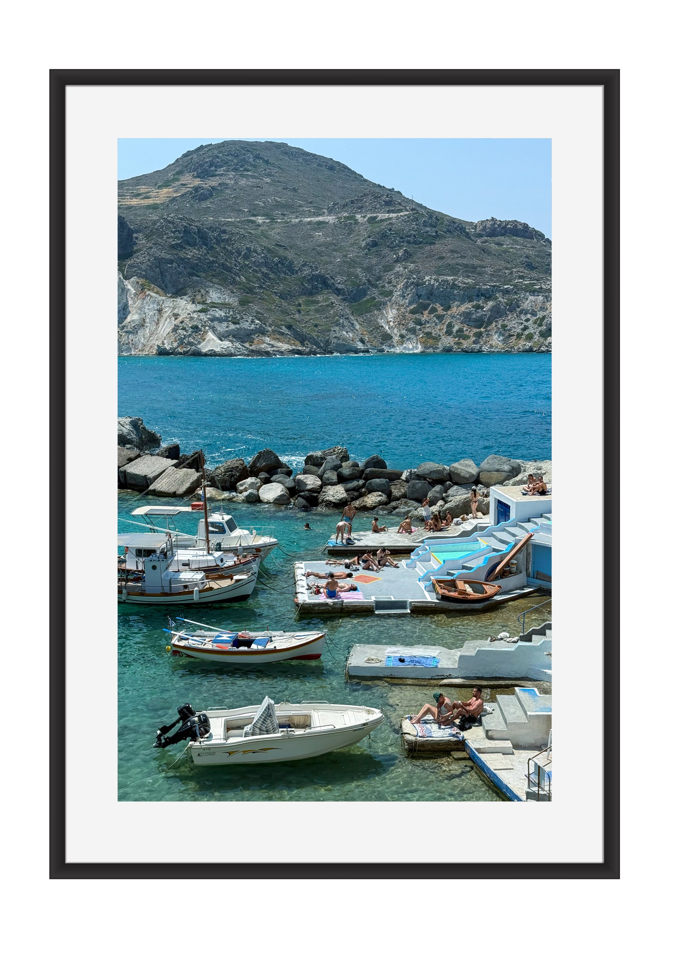 Midday on the water at Mandrakia fishing village, Milos, Greece – photographic wall art print