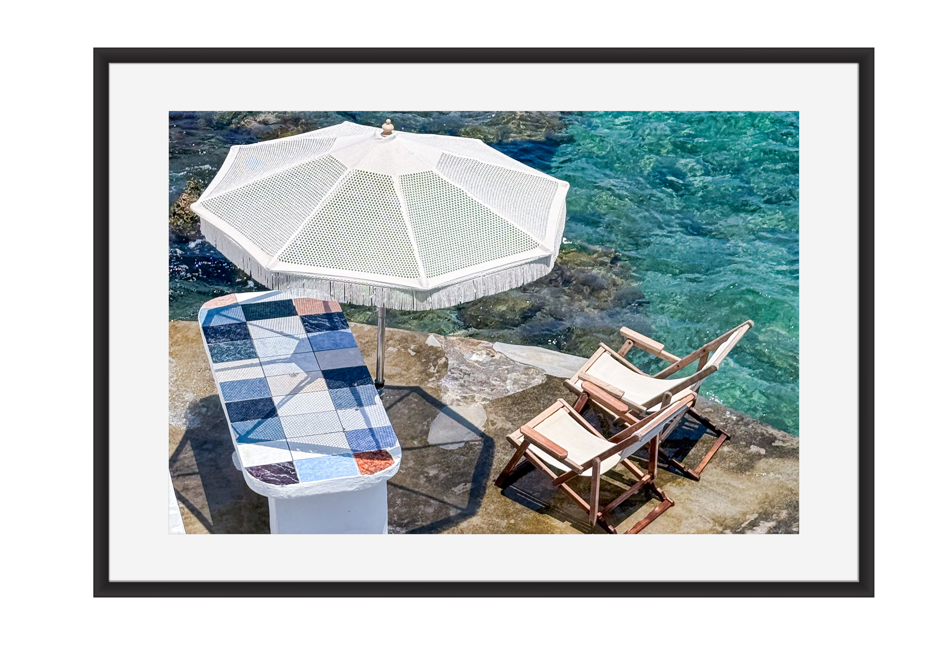 Waterside table in Mandrakia, Milos, Greece – photographic wall art print