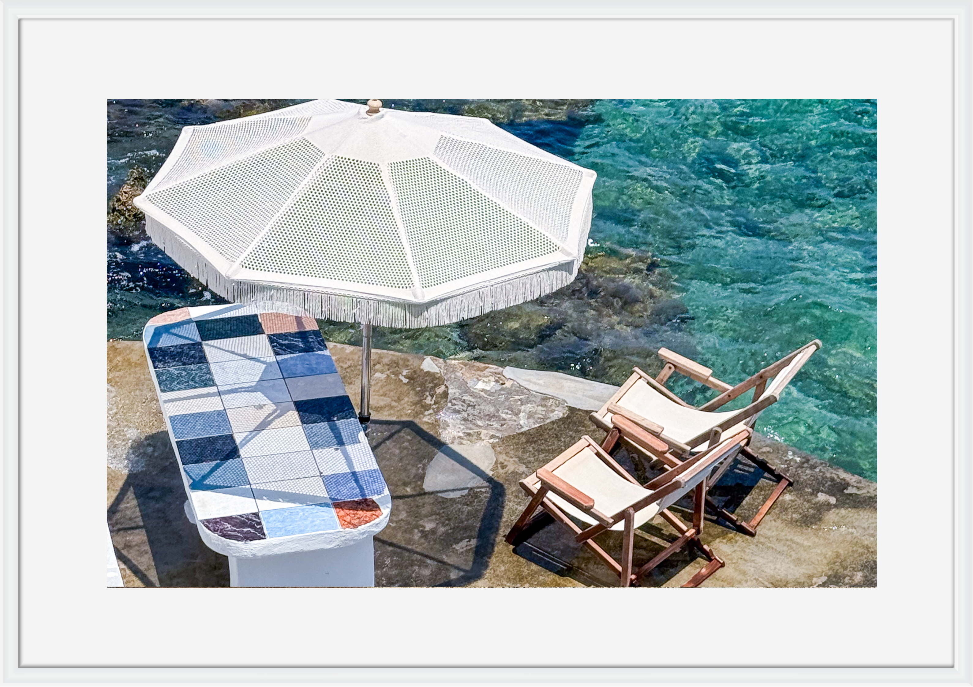Waterside table in Mandrakia, Milos, Greece – photographic wall art print
