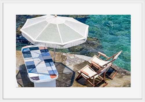 Waterside table in Mandrakia, Milos, Greece – photographic wall art print