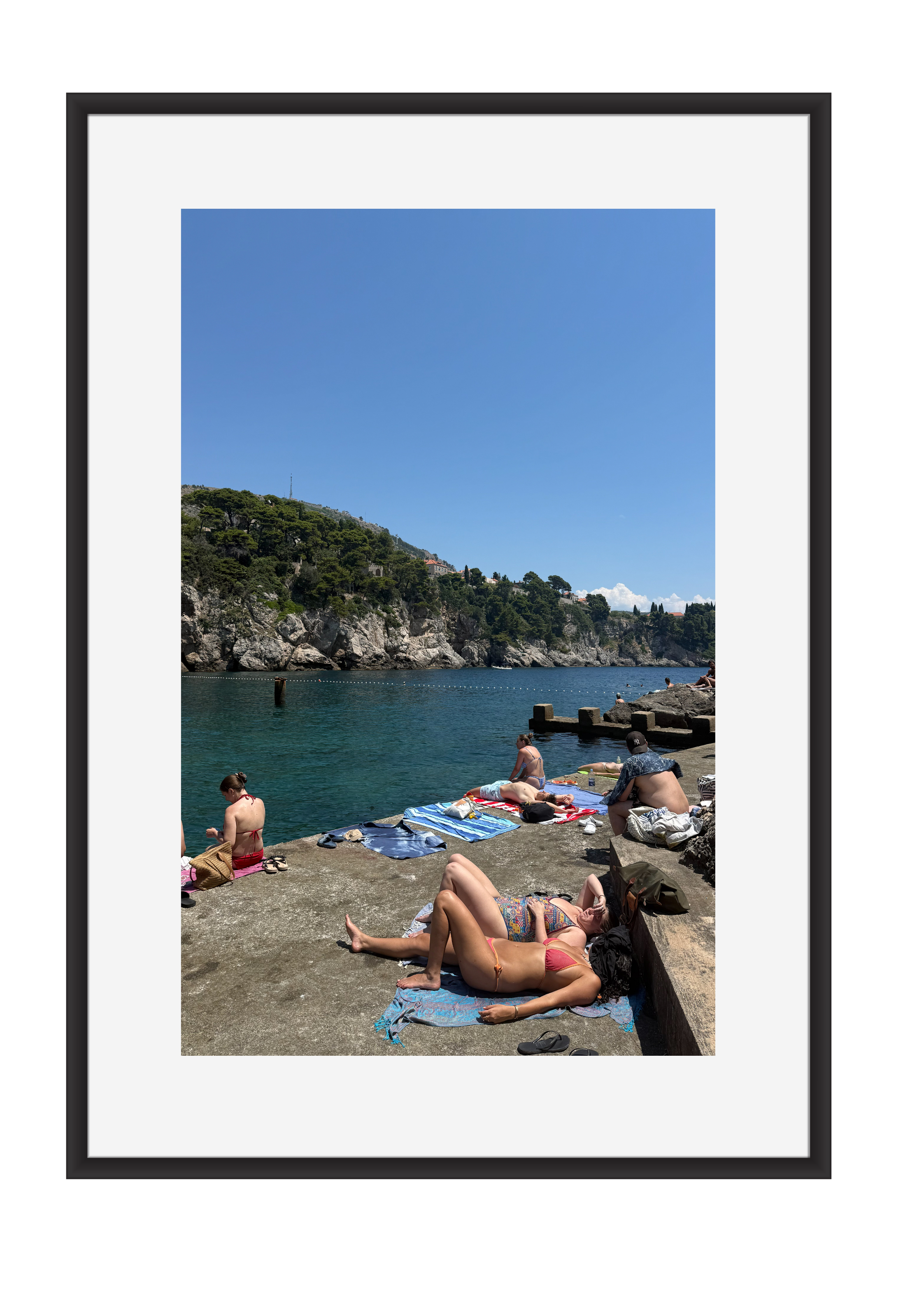 Swimmers below the old city walls of Dubrovnik – photographic wall art print