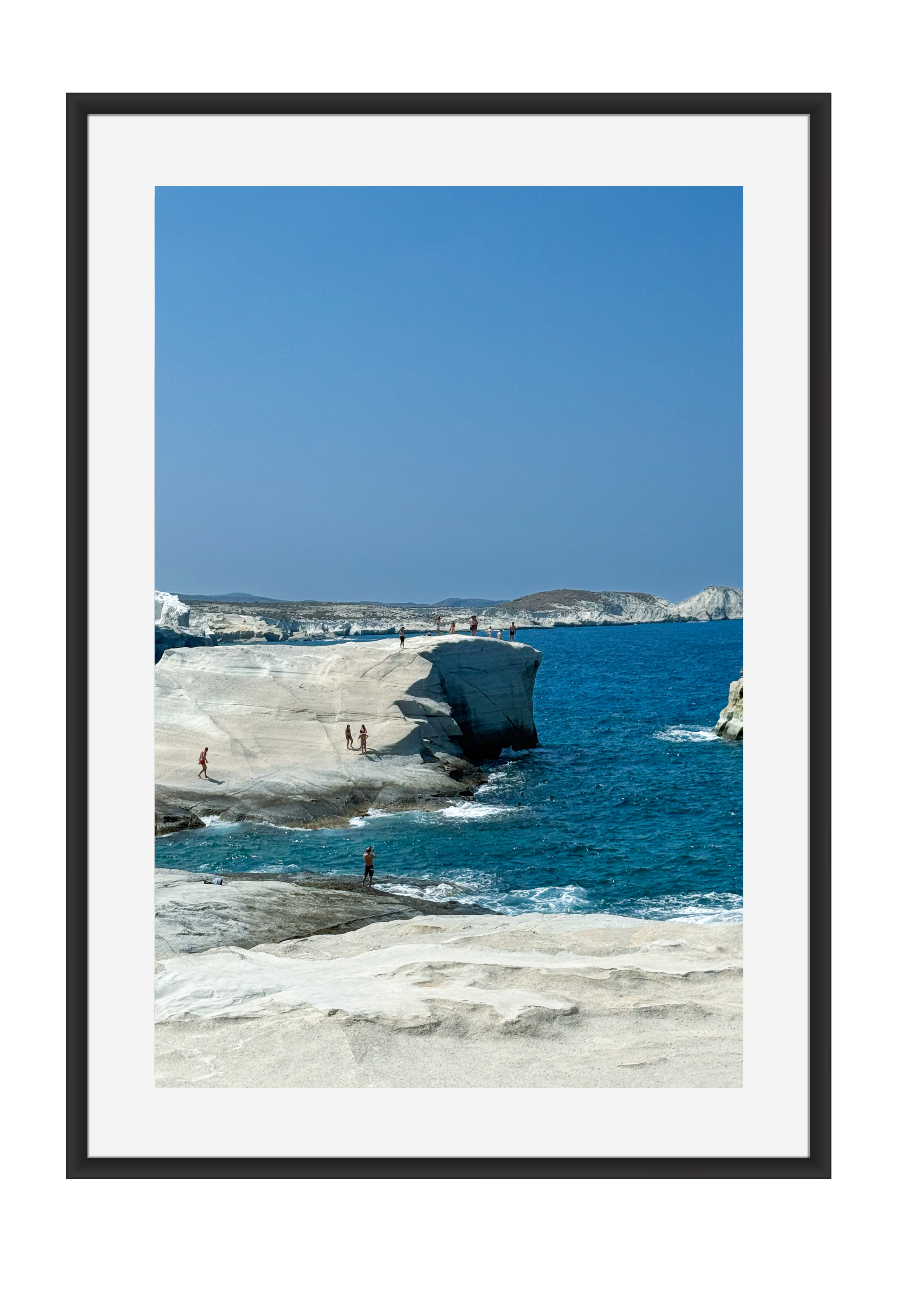 Cliff jumping at Sarakiniko Beach, Milos – photographic wall art print