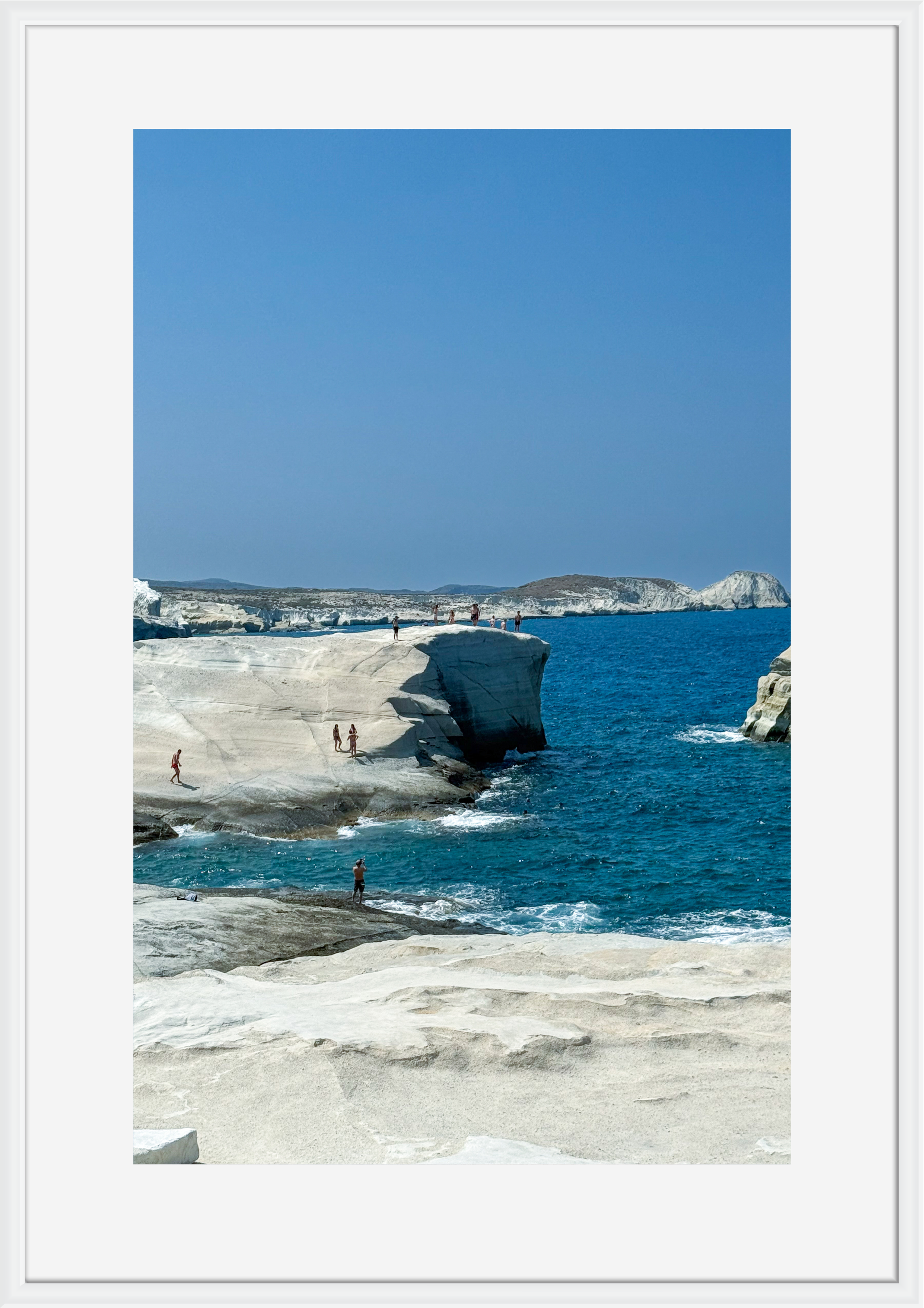 Cliff jumping at Sarakiniko Beach, Milos – photographic wall art print