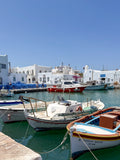 Dockside in the harbour at Naousa, Paros – photographic wall art print