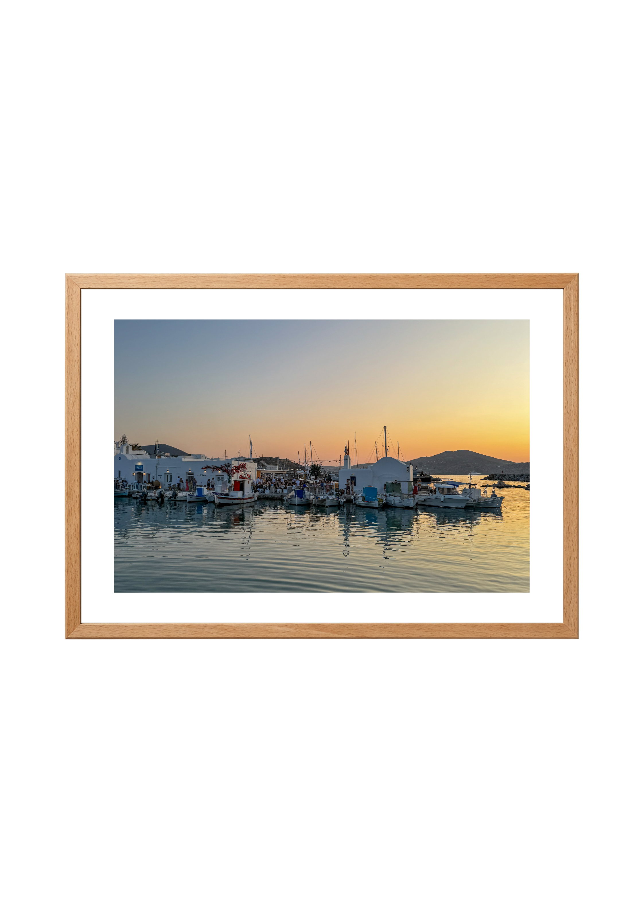 Marina at Mandrakia, Milos at sunset – photographic wall art print