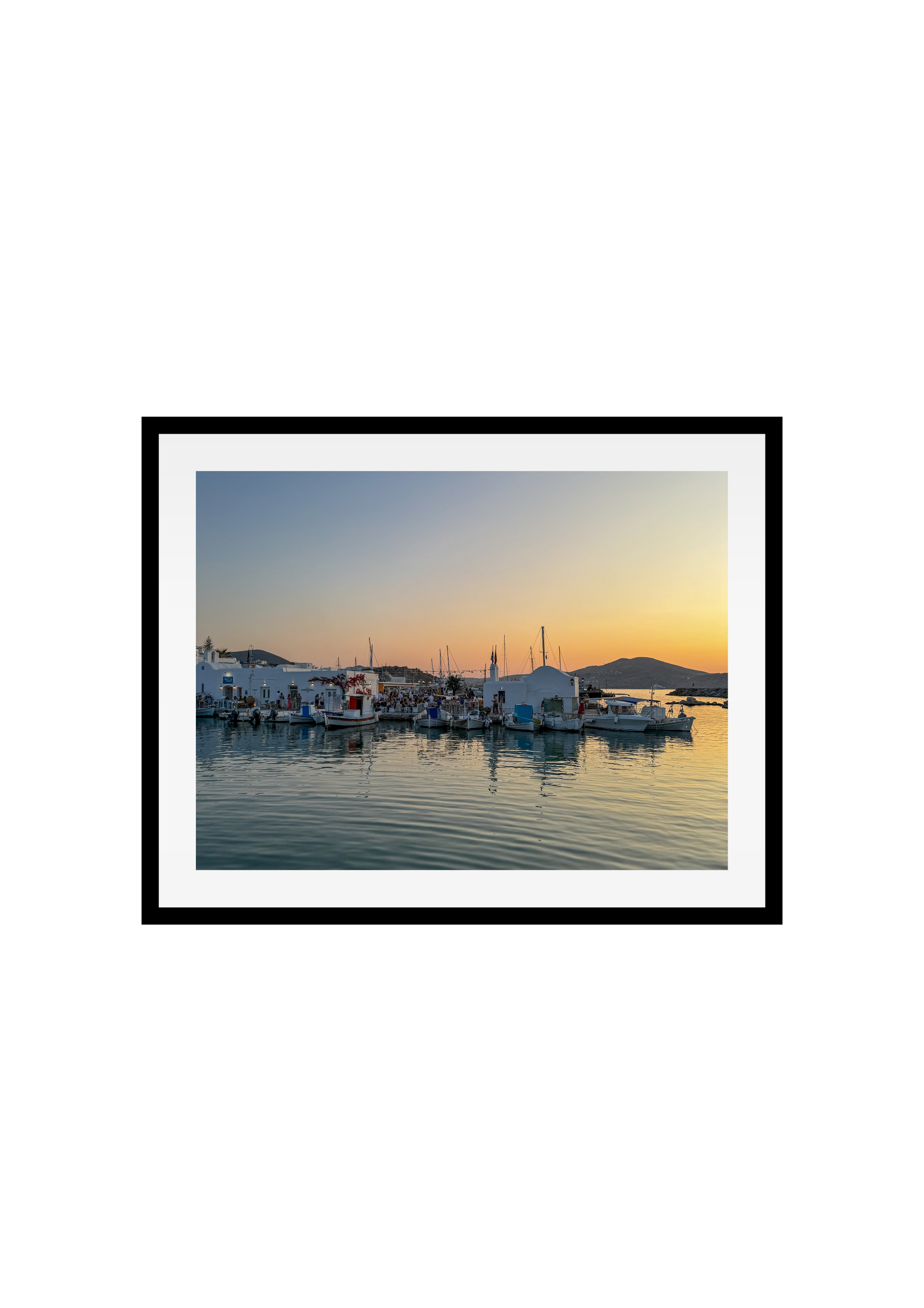 Marina at Mandrakia, Milos at sunset – photographic wall art print