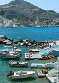 Midday on the water at Mandrakia fishing village, Milos, Greece – photographic wall art print