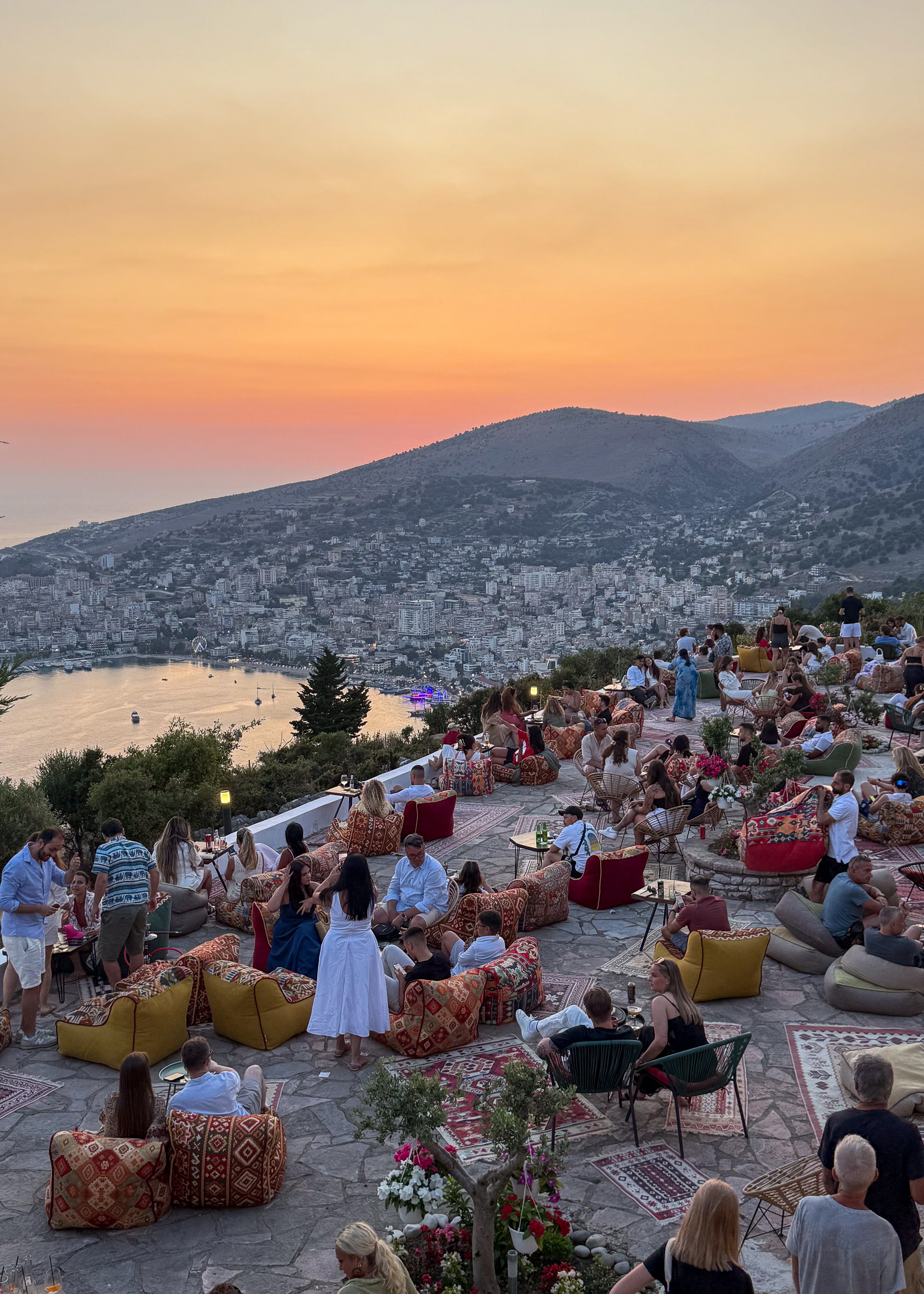 View from Lekursi Castle over the Albanian coast at dusk – photographic wall art print