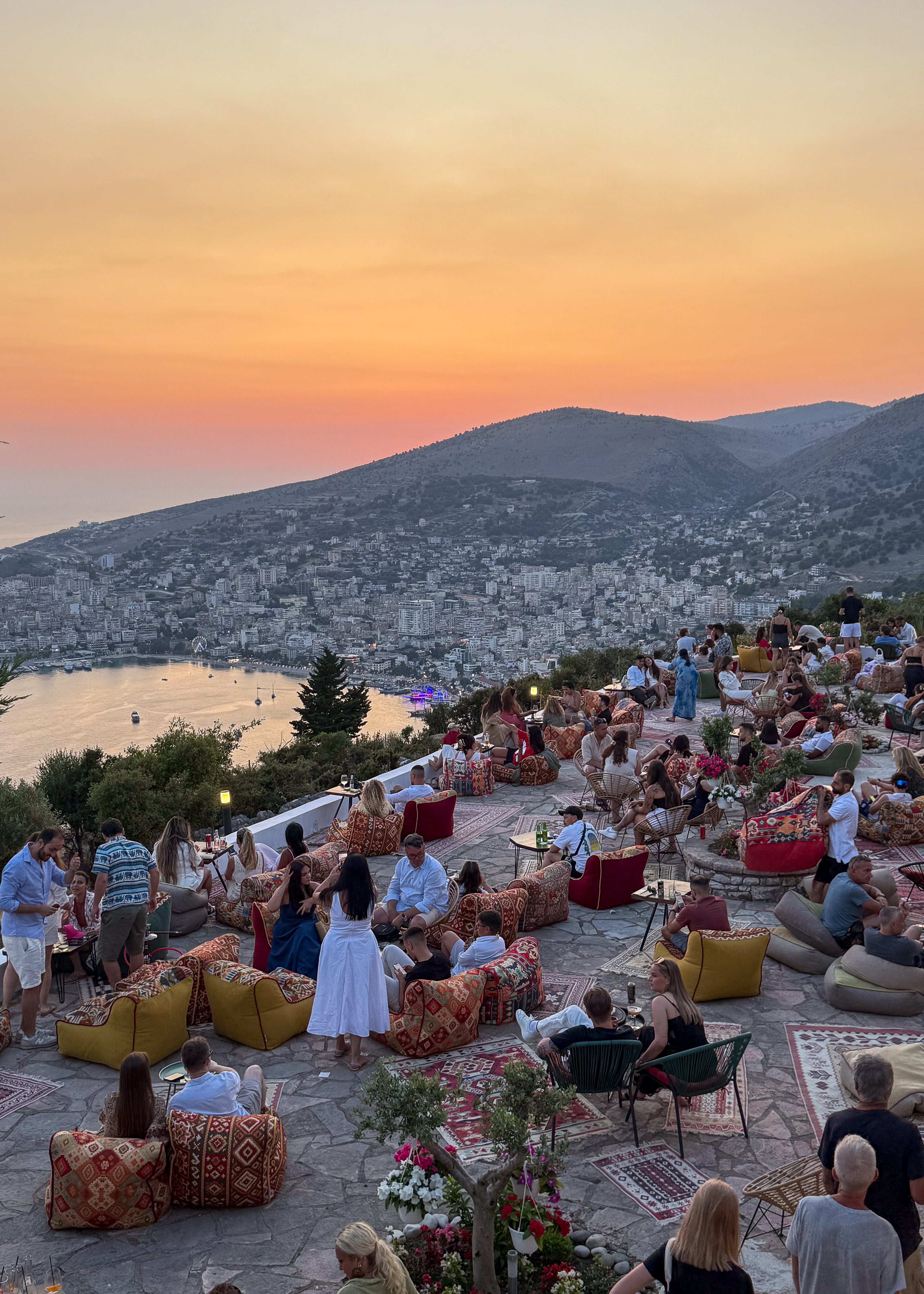 View from Lekursi Castle over the Albanian coast at dusk – photographic wall art print