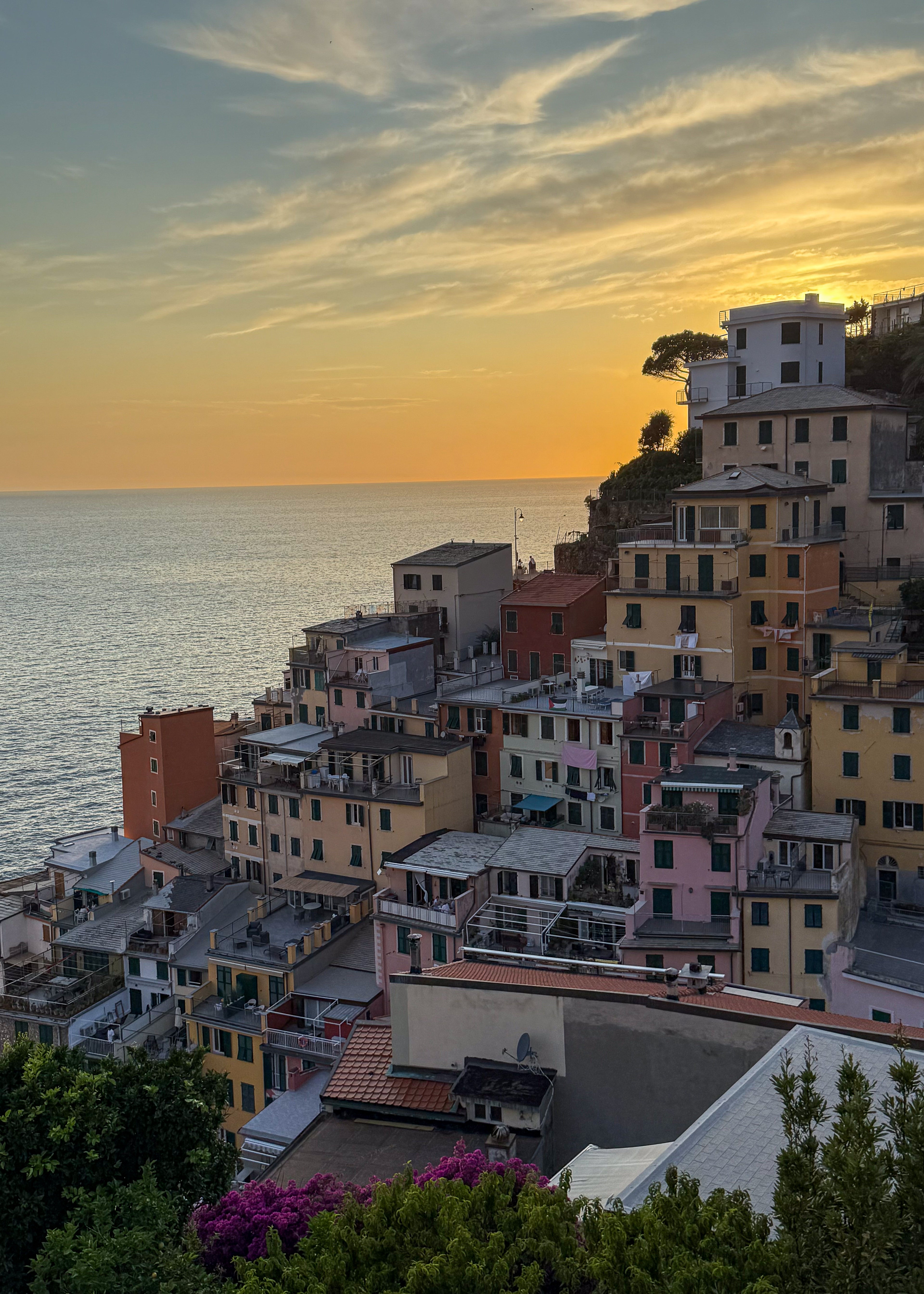 Sunset over Riomaggiore, Cinque Terre, Italy – photographic wall art print