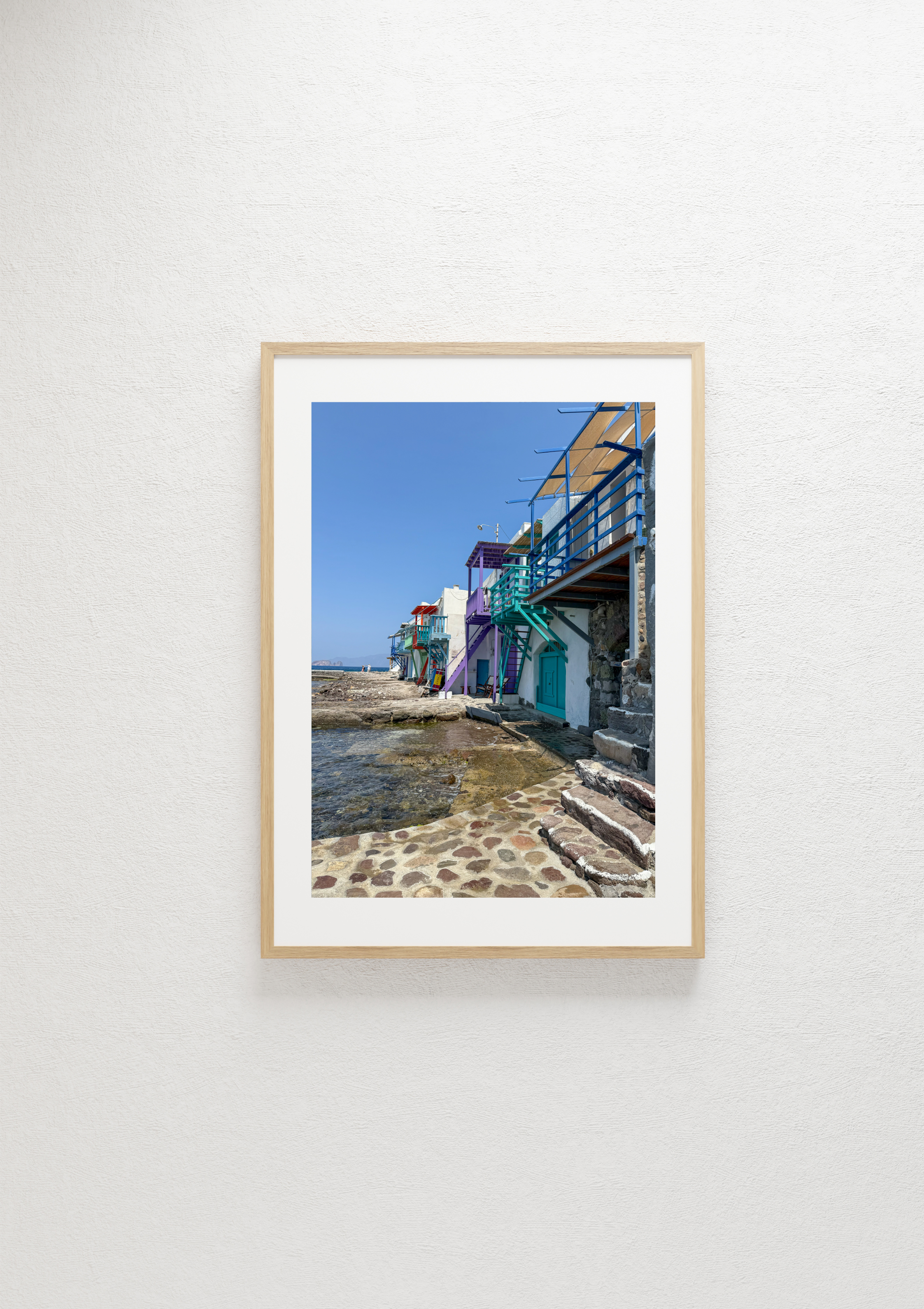 Steps down to the water at Klima, Milos – photographic wall art print