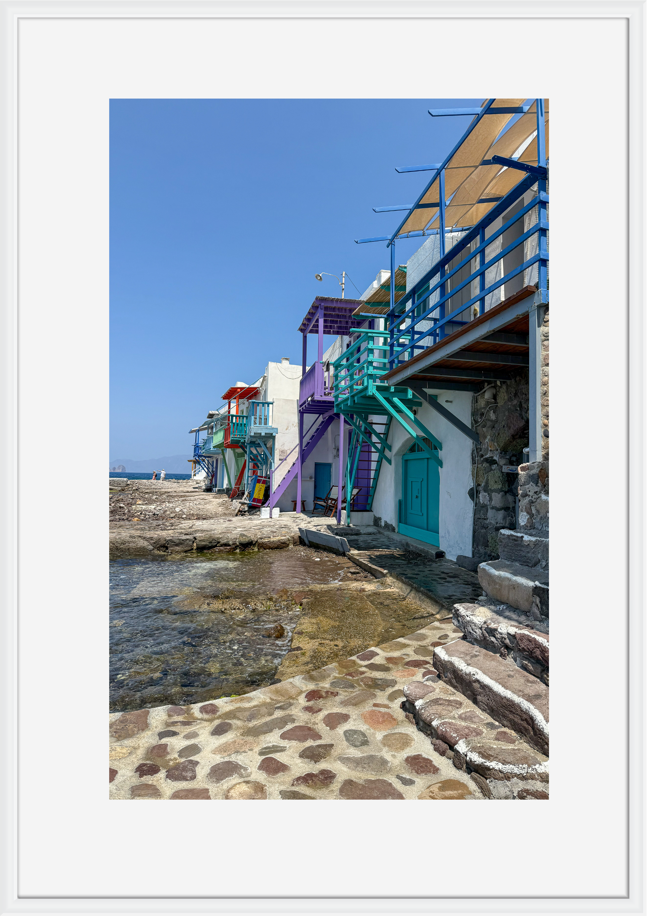 Steps down to the water at Klima, Milos – photographic wall art print