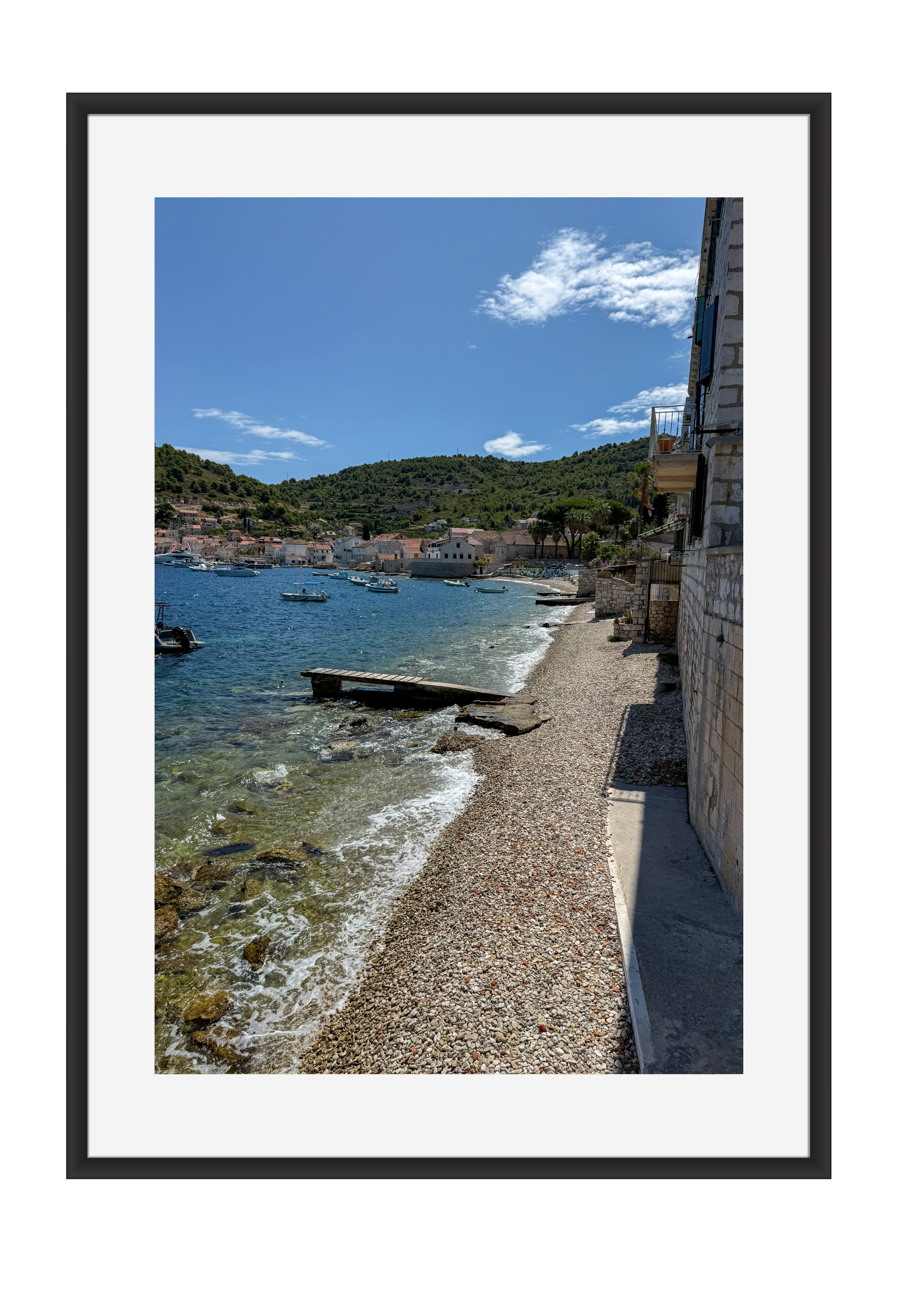 Sunlit shores on the island of Vis, Croatia – photographic wall art print
