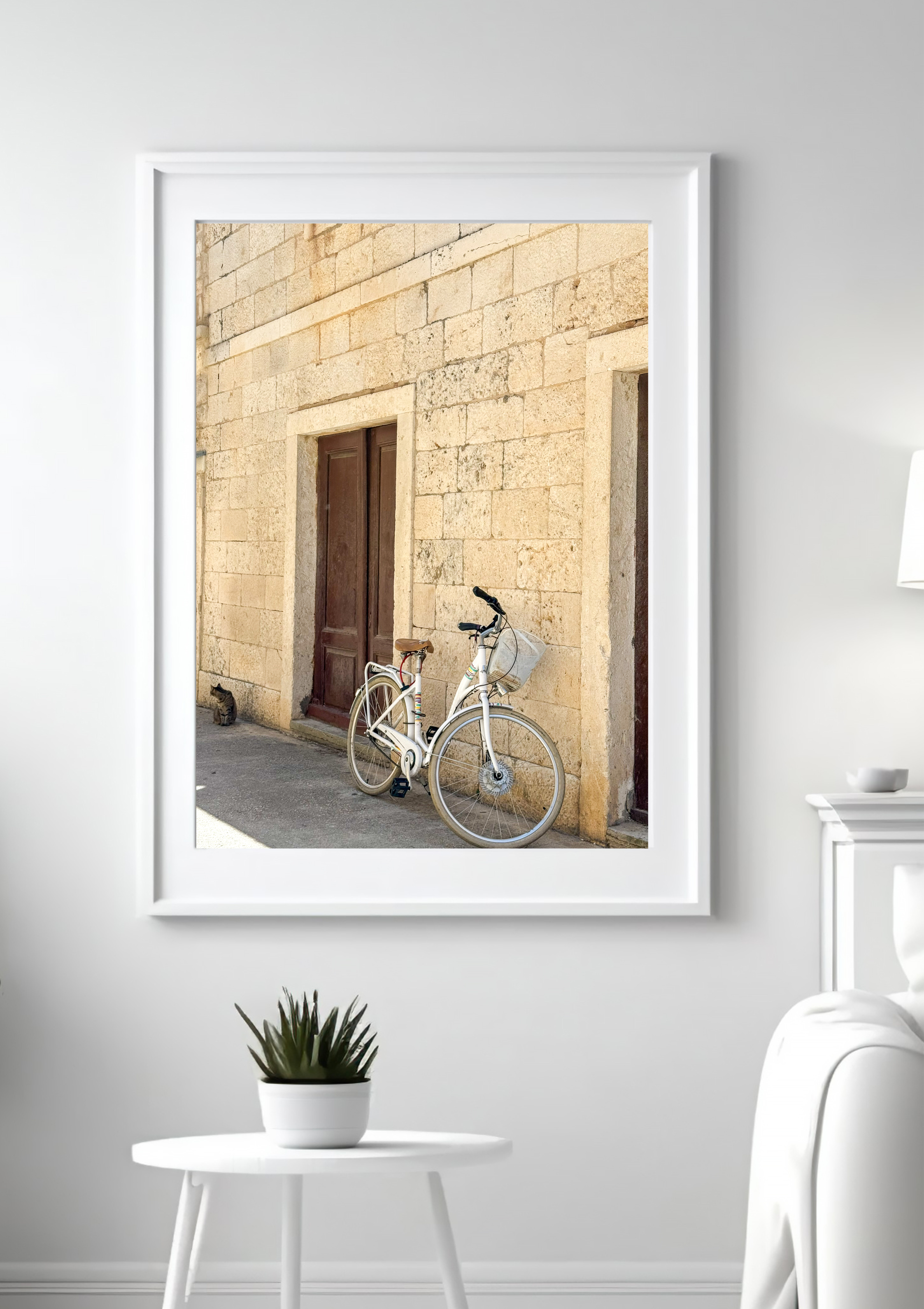 Sunlit walls on the island of Vis, Croatia – photographic wall art print