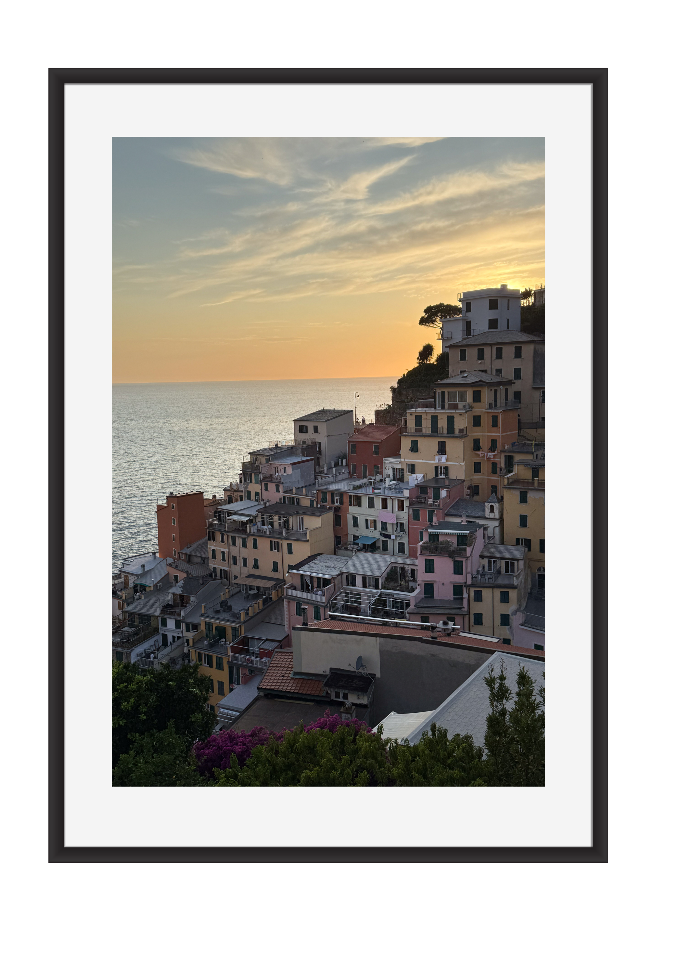 Sunset over Riomaggiore, Cinque Terre, Italy – photographic wall art print