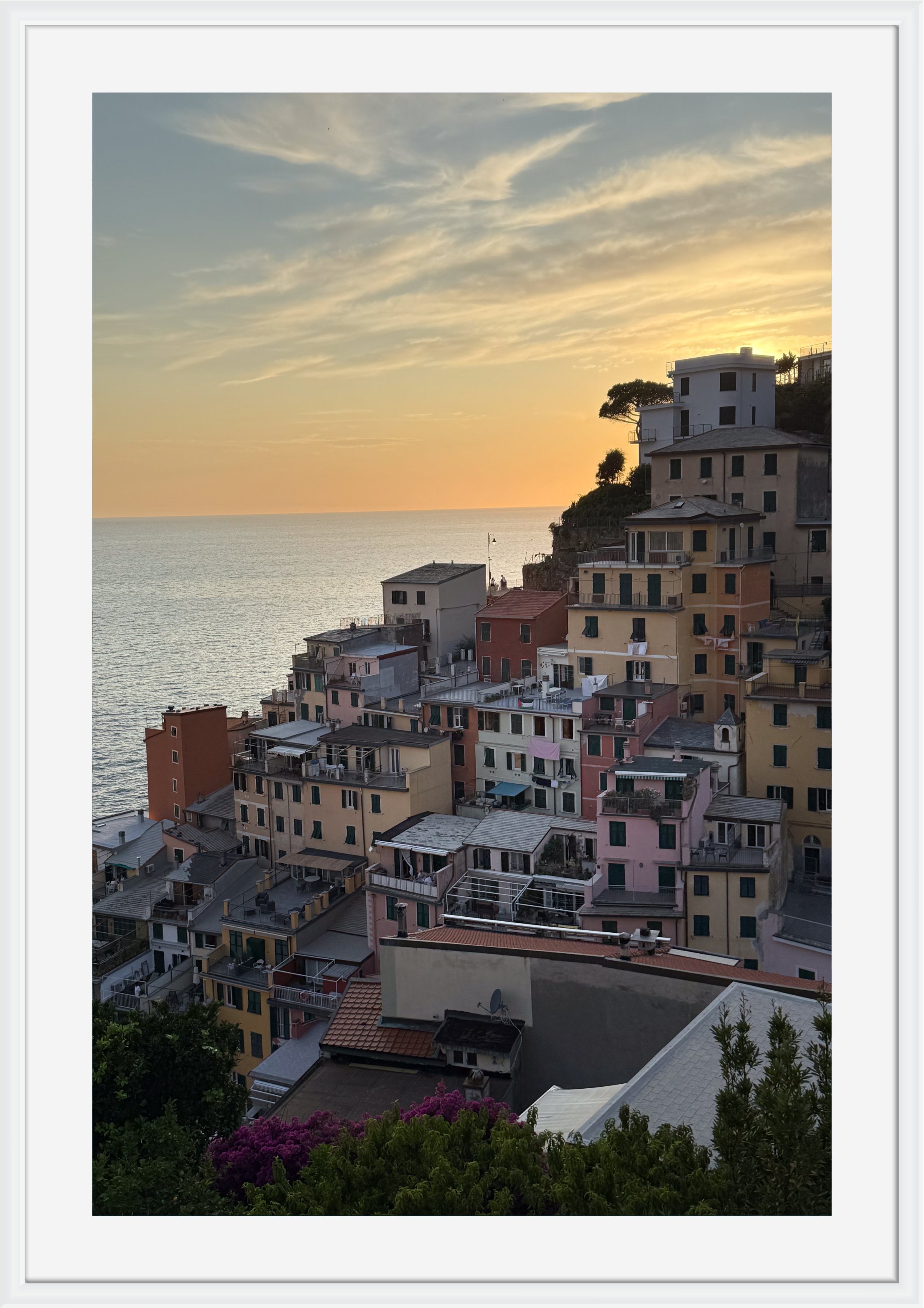 Sunset over Riomaggiore, Cinque Terre, Italy – photographic wall art print