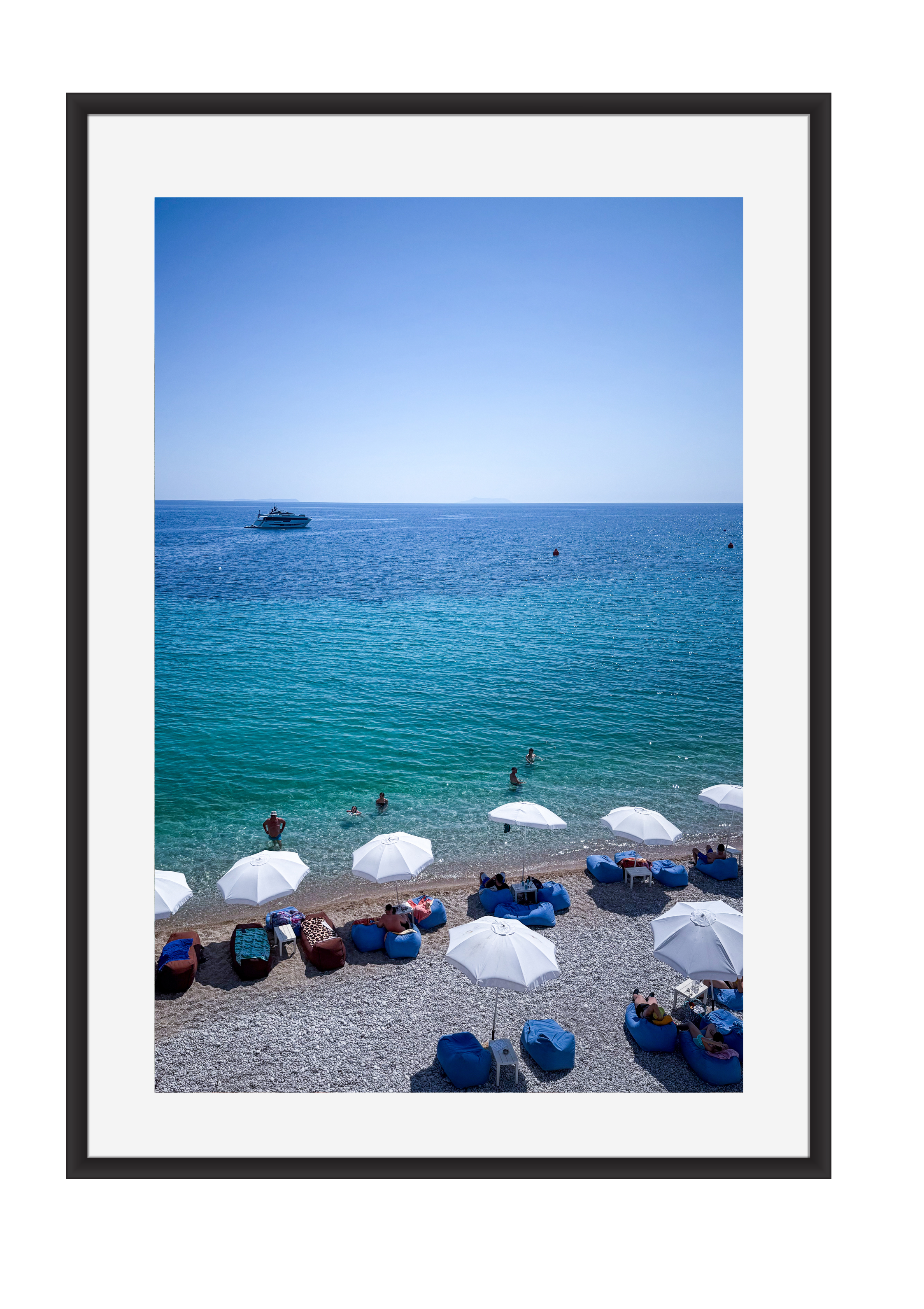Pebble beach at Himare on the Albanian Riviera – photographic wall art print