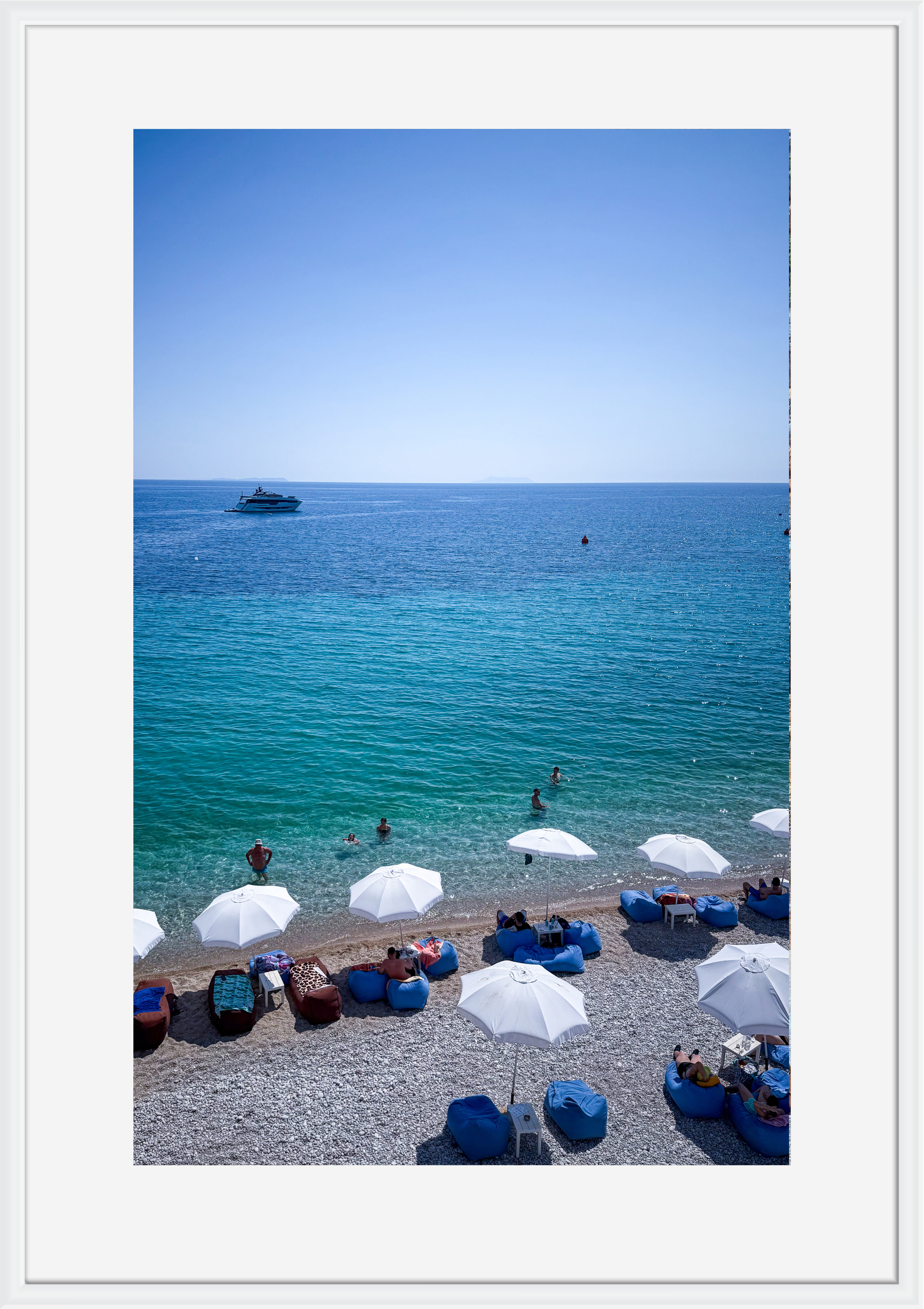 Pebble beach at Himare on the Albanian Riviera – photographic wall art print